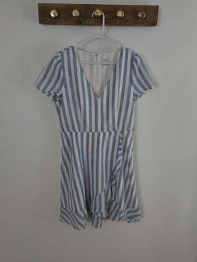 J. Crew Blue and White Striped Wrap Dress